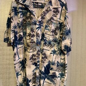 Tropical Blue Palm Print Men's Shirt